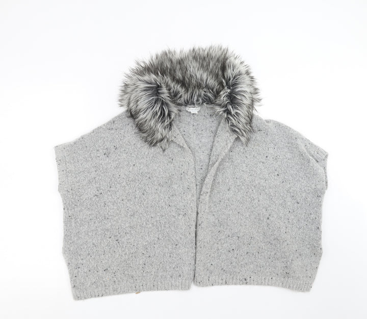 Primark Girls Grey Knit Cardigan Jumper Size 10-11 Years - fur trim