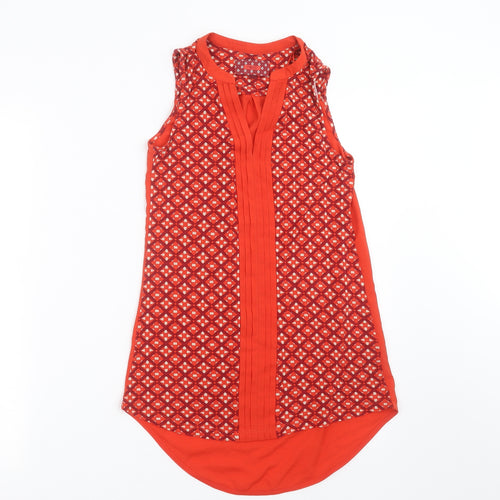 NEXT Womens Red Geometric  Basic Blouse Size 6