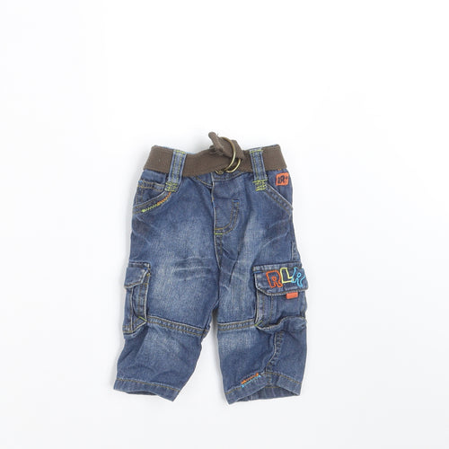 Rocha Little Rocha Baby Blue  Denim Cargo Jeans Size 3-6 Months
