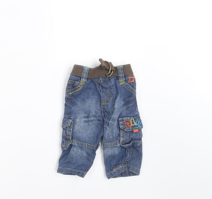 Rocha Little Rocha Baby Blue  Denim Cargo Jeans Size 3-6 Months