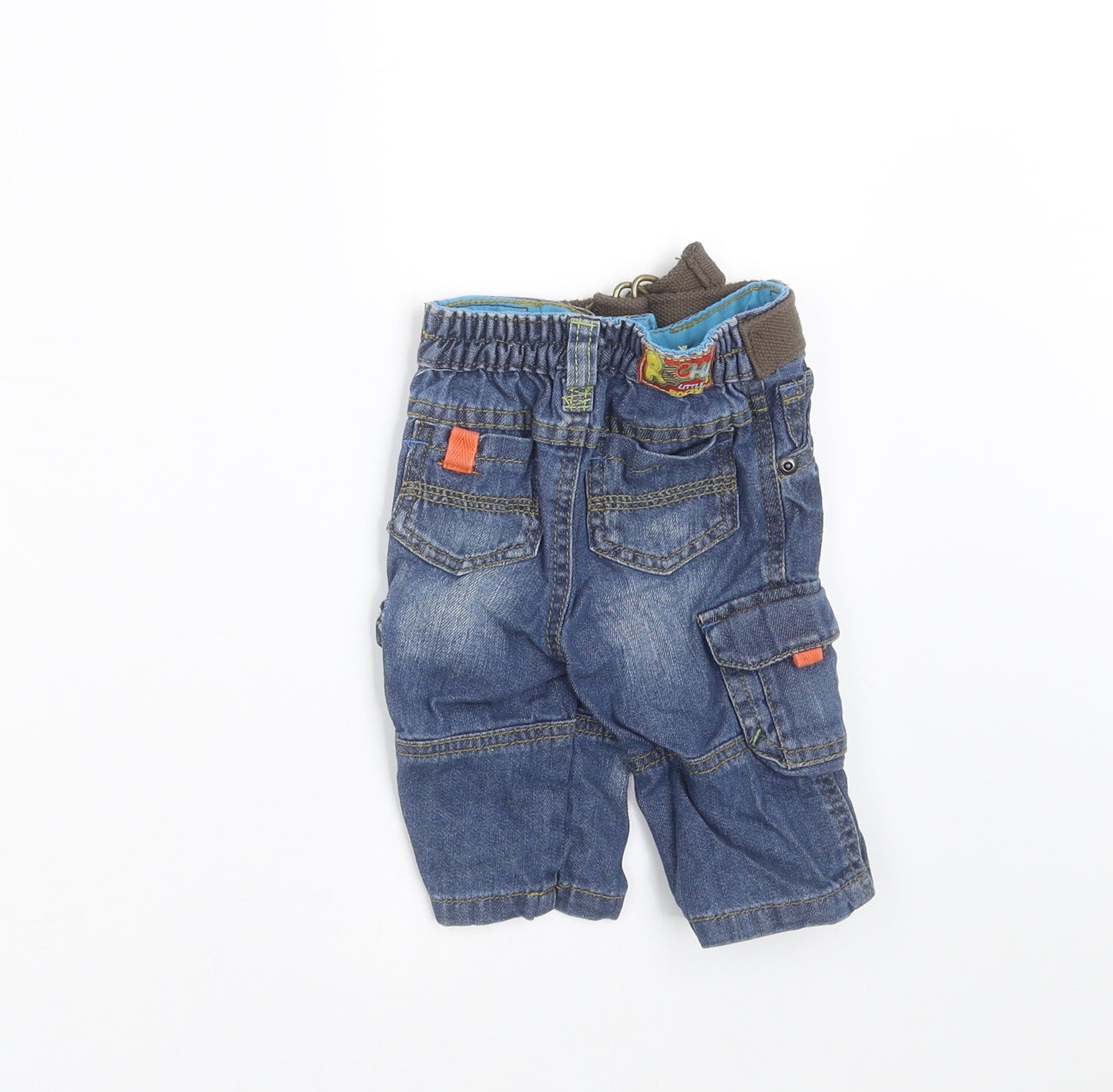 Rocha Little Rocha Baby Blue  Denim Cargo Jeans Size 3-6 Months