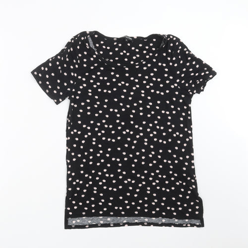 Debenhams Womens Black Polka Dot  Basic T-Shirt Size 10