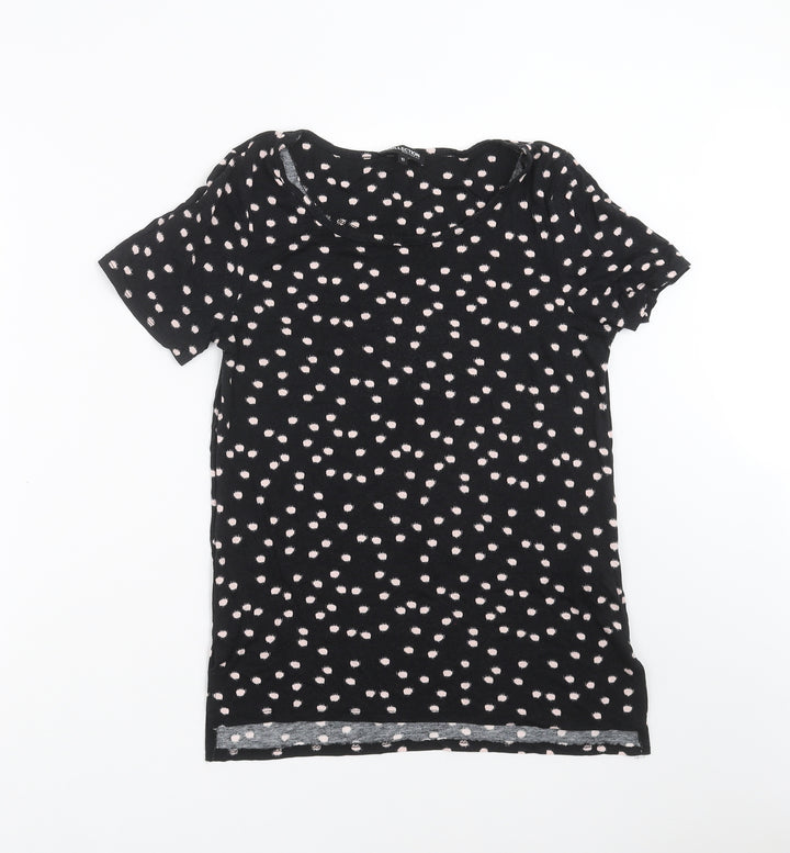 Debenhams Womens Black Polka Dot Basic T-Shirt Size 10