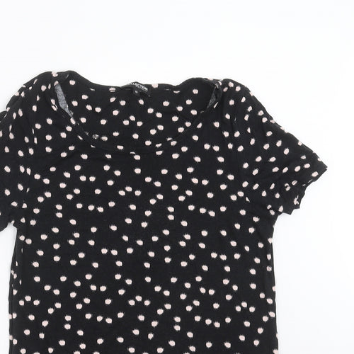 Debenhams Womens Black Polka Dot  Basic T-Shirt Size 10