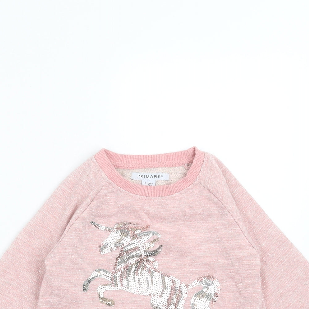 Primark Girls Pink   Pullover Sweatshirt Size 4-5 Years  - unicorn