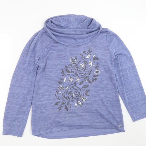 TIGI Womens Blue Floral Knit Pullover Jumper Size 18