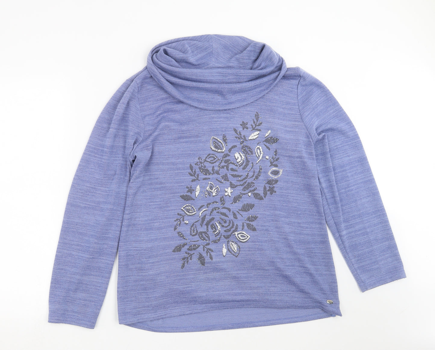TIGI Womens Blue Floral Knit Pullover Jumper Size 18