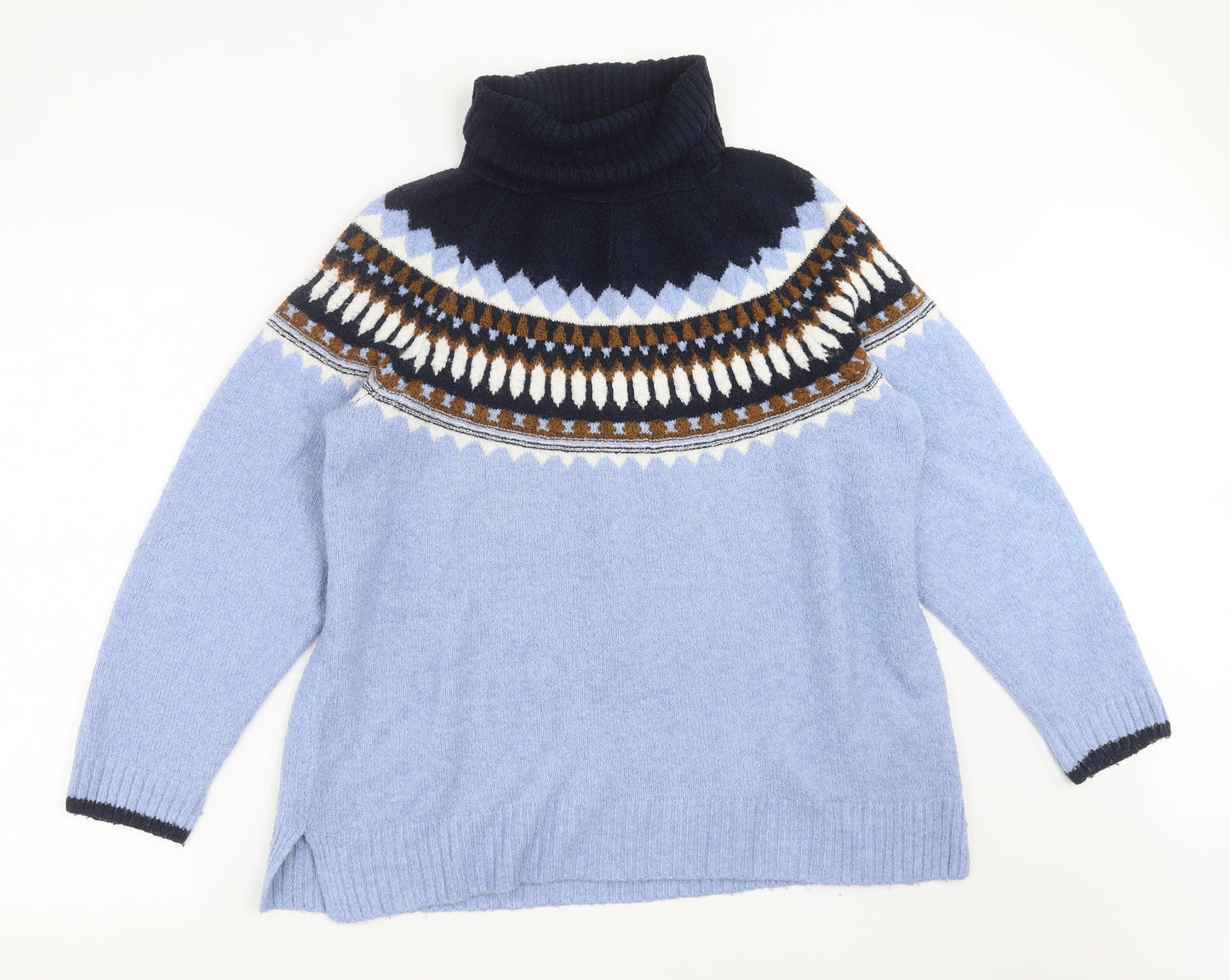 Marks and Spencer Womens Blue Fair Isle Knit Pullover Jumper Size L