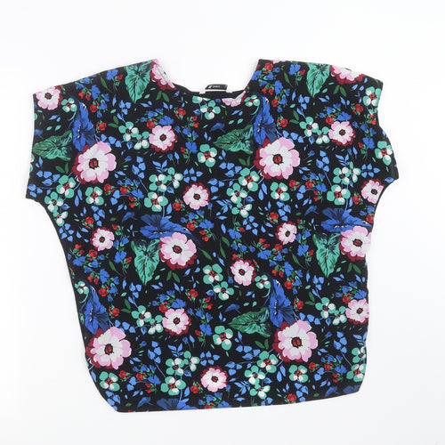 TU Womens Black Floral  Basic Blouse Size 10