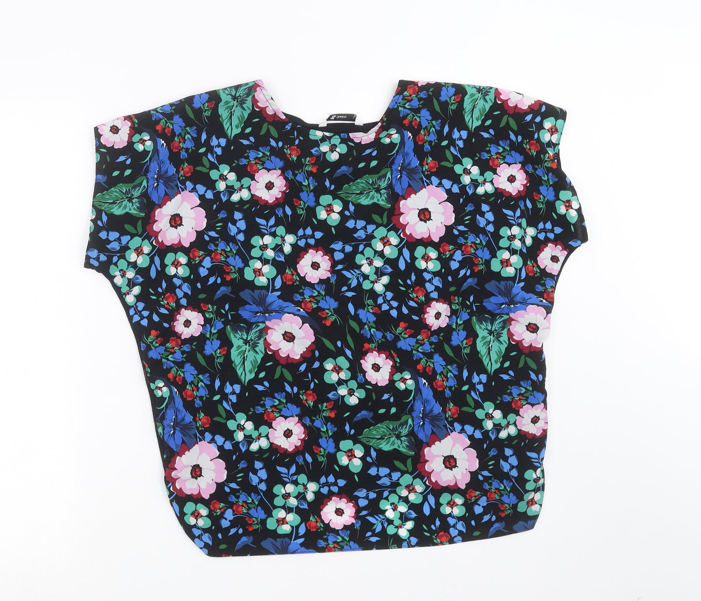 TU Womens Black Floral  Basic Blouse Size 10