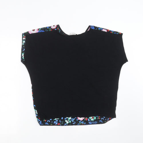 TU Womens Black Floral  Basic Blouse Size 10