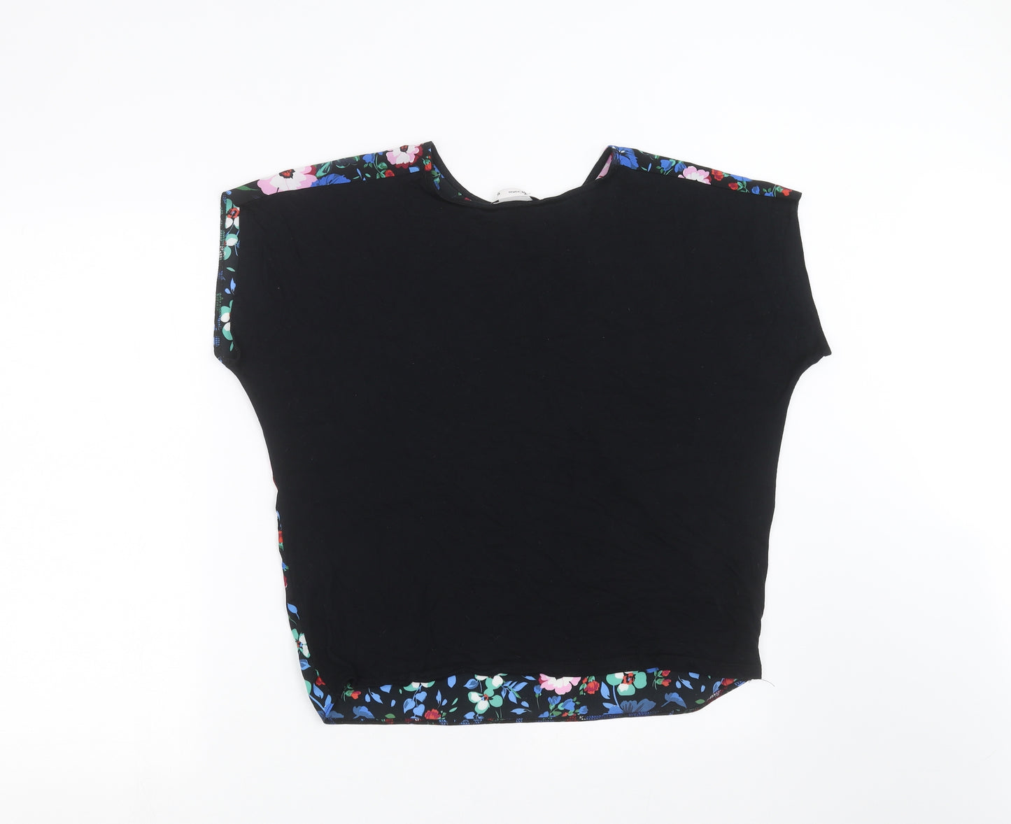TU Womens Black Floral  Basic Blouse Size 10