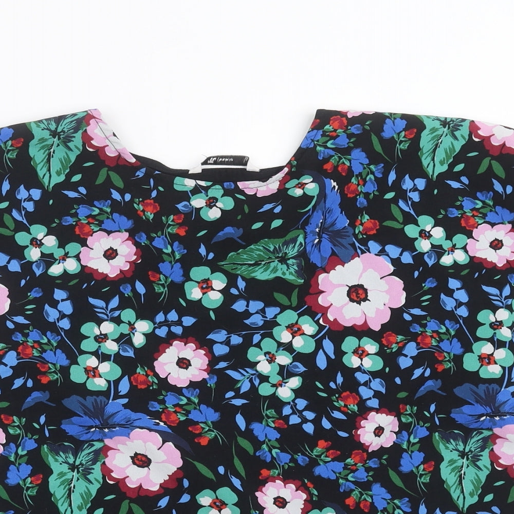 TU Womens Black Floral  Basic Blouse Size 10