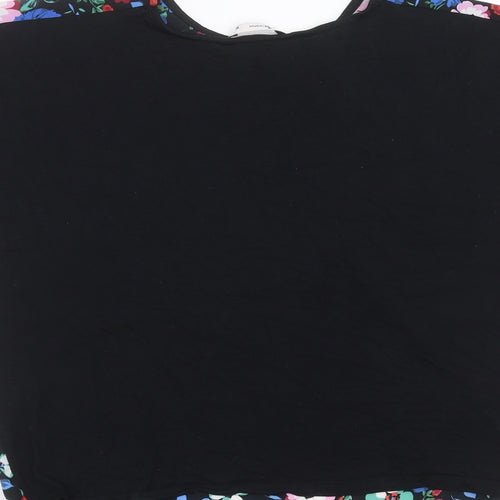 TU Womens Black Floral  Basic Blouse Size 10