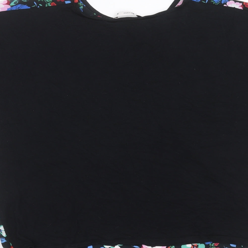 TU Womens Black Floral  Basic Blouse Size 10