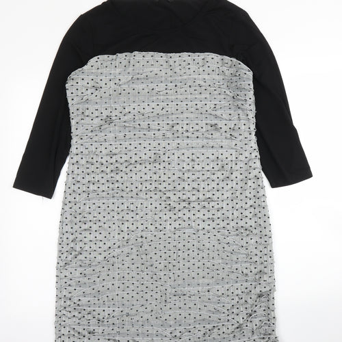 M&Co Womens Grey Polka Dot  Shift  Size 18