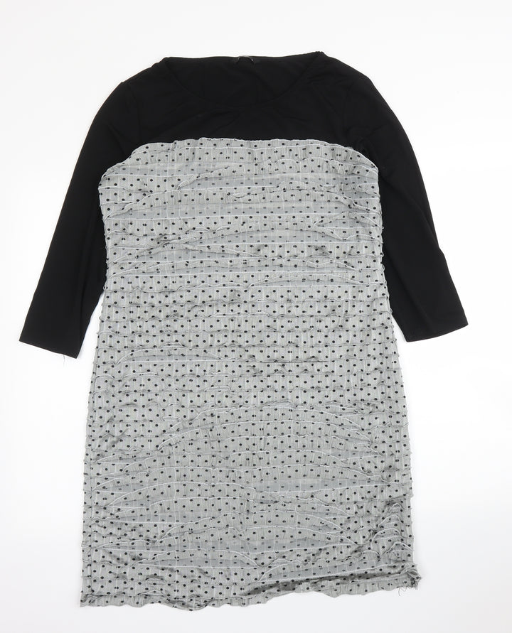 M&Co Womens Grey Polka Dot Shift Size 18