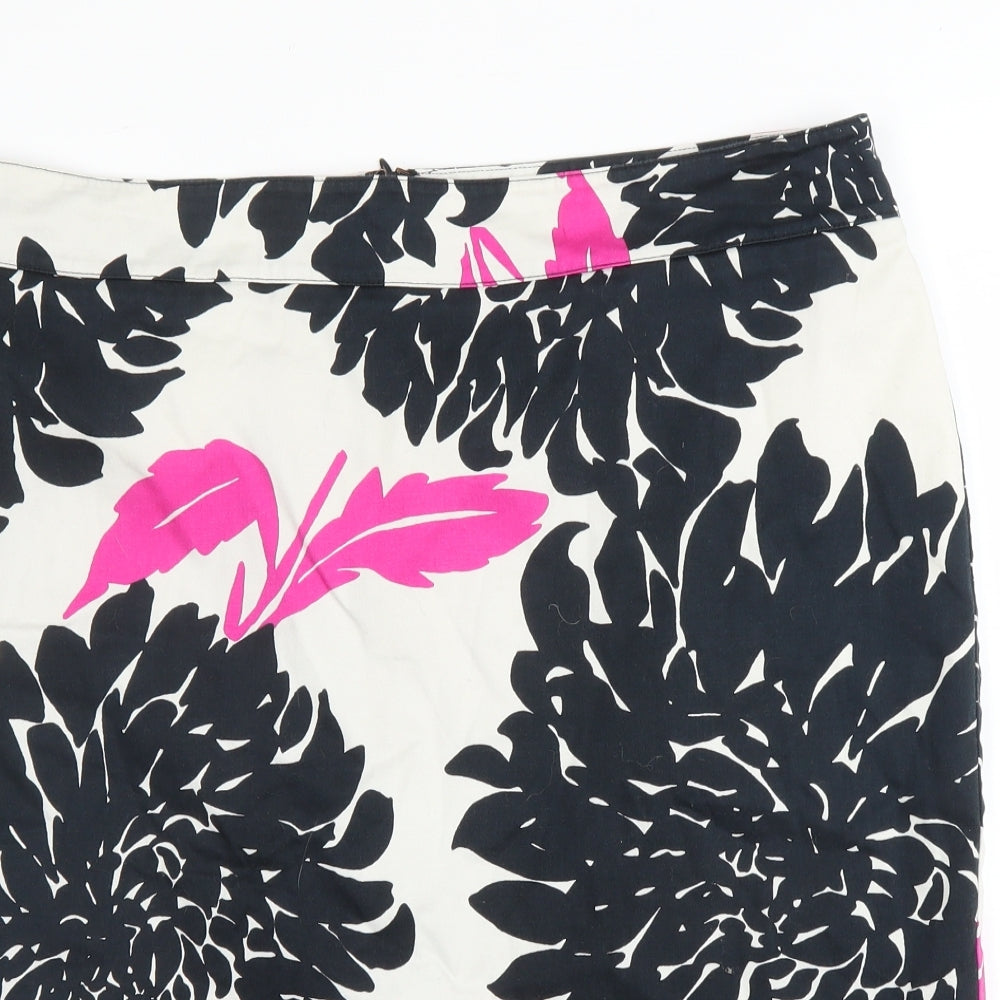 Saviour Womens White Floral  A-Line Skirt Size 18
