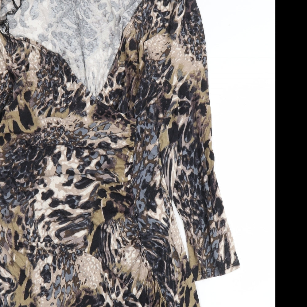 Wallis Womens Beige Animal Print  A-Line  Size 18  - Leopard print