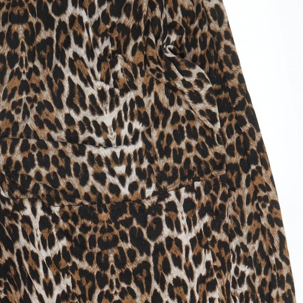 Preworn Womens Beige Animal Print  Tunic Blouse Size L  - Leopard print