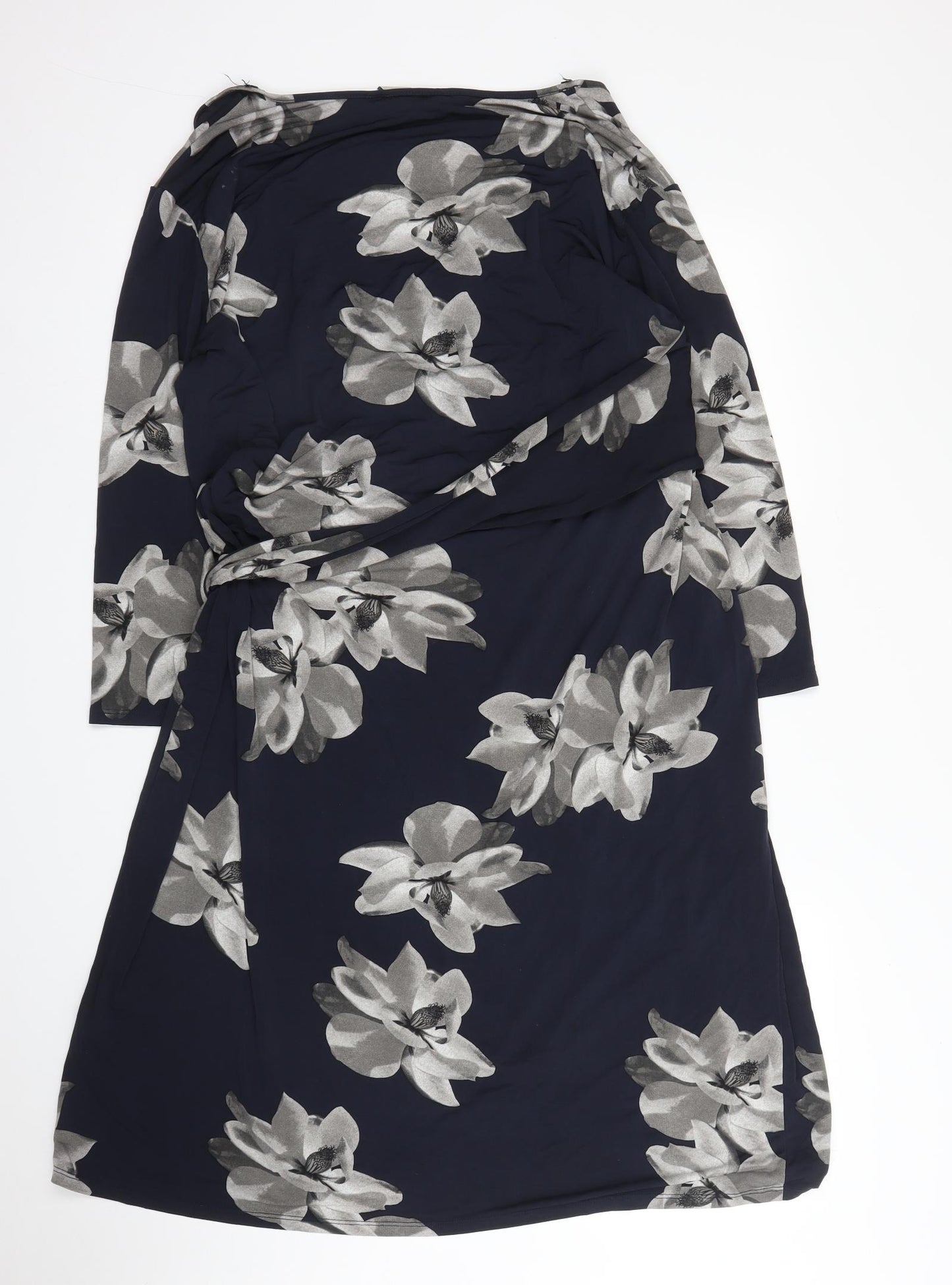 Emily Womens Blue Floral  A-Line  Size 24