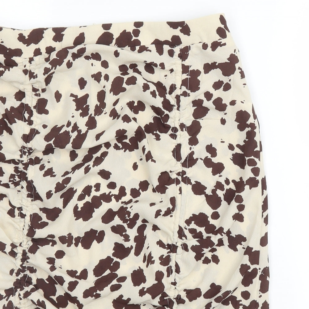 Nasty Gal Womens Beige Animal Print  A-Line Skirt Size 12  - Leopard print