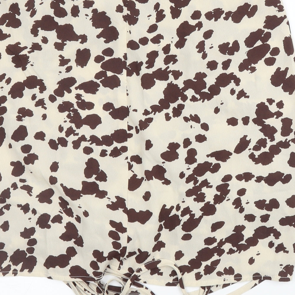 Nasty Gal Womens Beige Animal Print  A-Line Skirt Size 12  - Leopard print