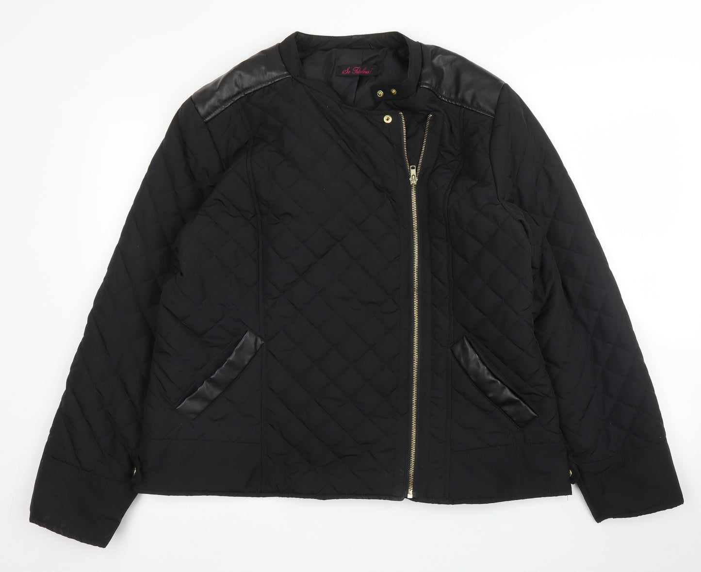 So Fabulous Womens Black   Quilted Coat Size 18