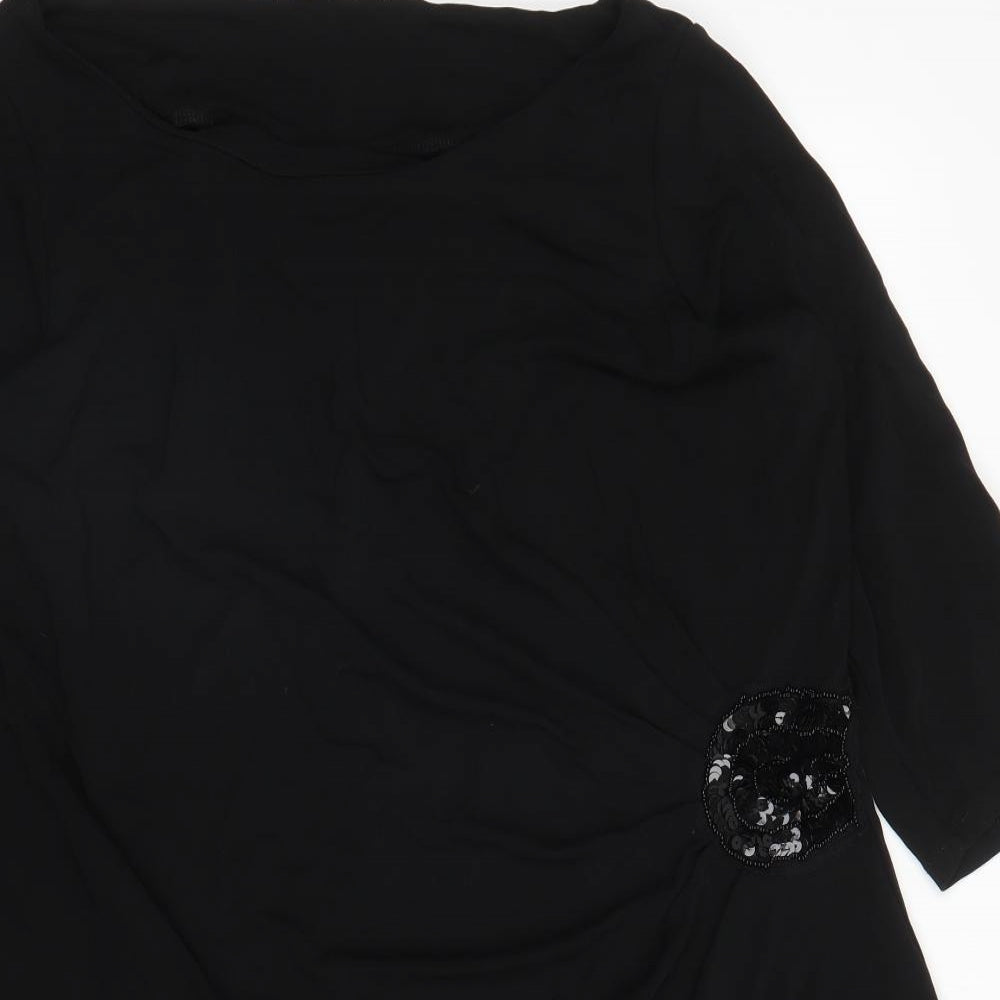 M&S Womens Black   Tunic Blouse Size 22