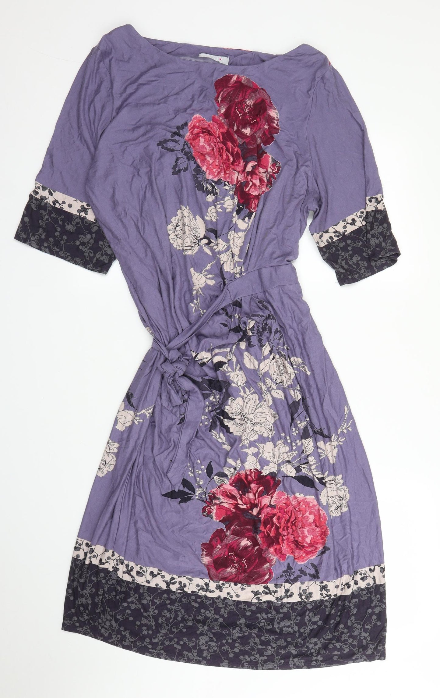 M&S Womens Purple Floral  A-Line  Size 22