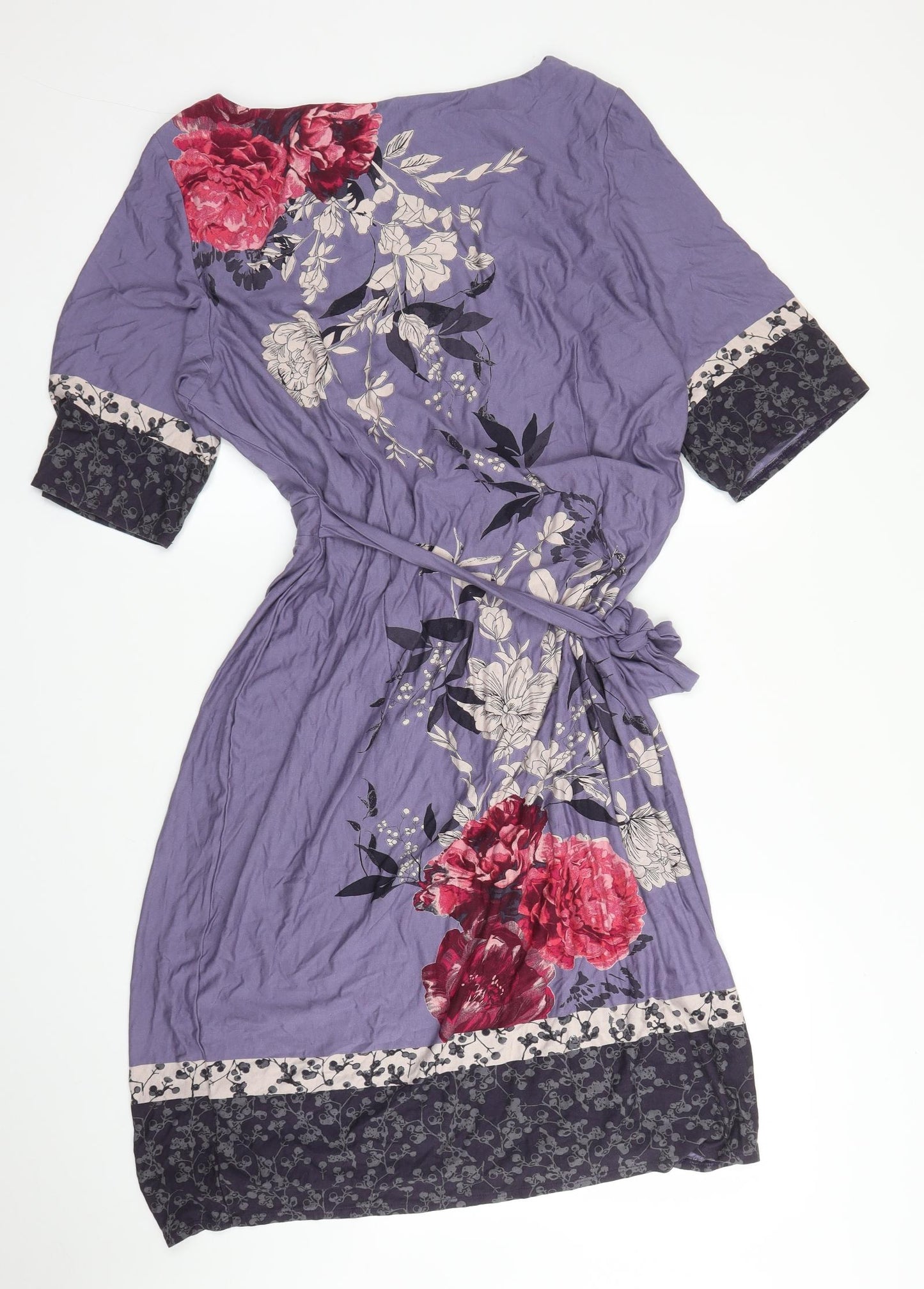 M&S Womens Purple Floral  A-Line  Size 22