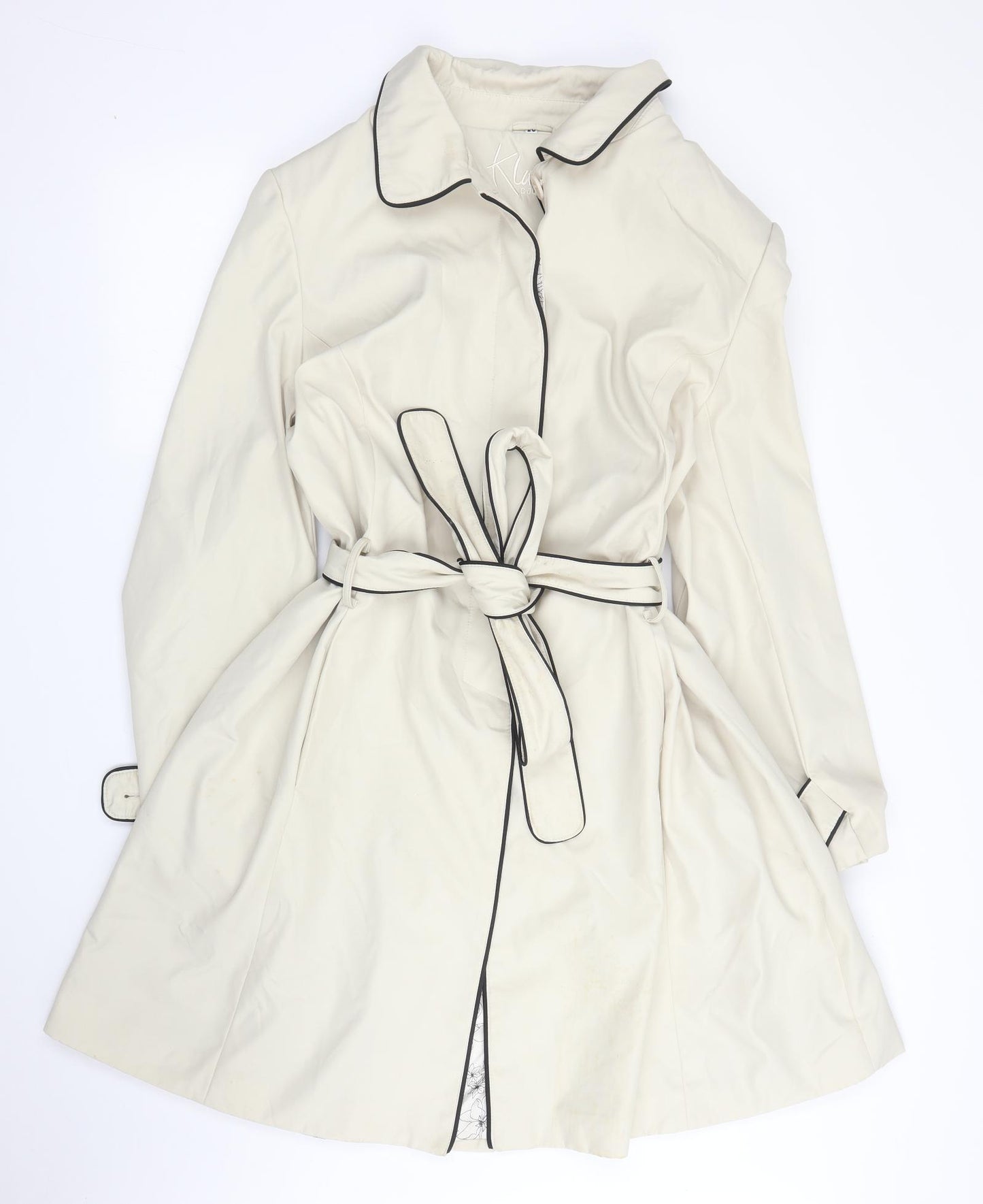 Klass Womens Beige   Trench Coat Coat Size 20