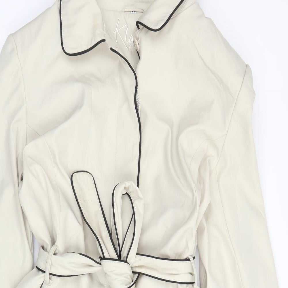 Klass Womens Beige   Trench Coat Coat Size 20