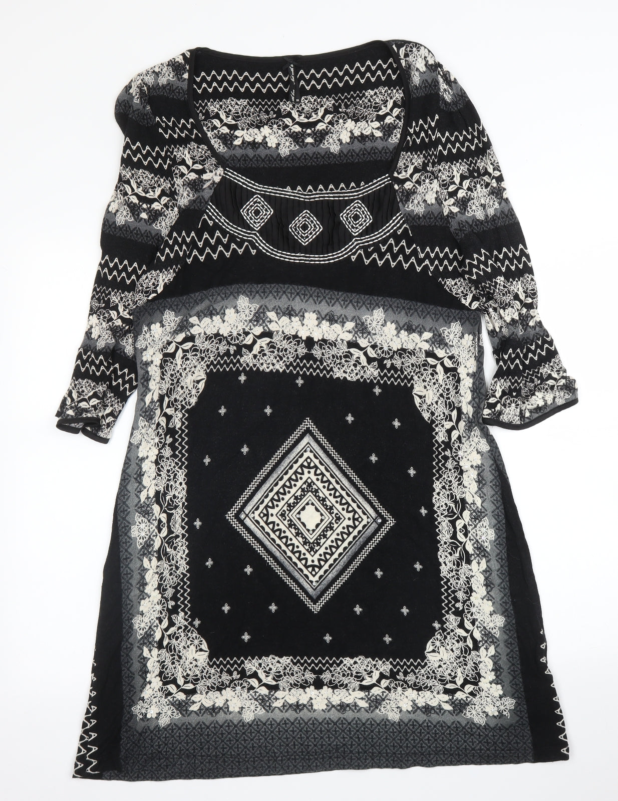 NEXT Womens Black Geometric  A-Line  Size 18