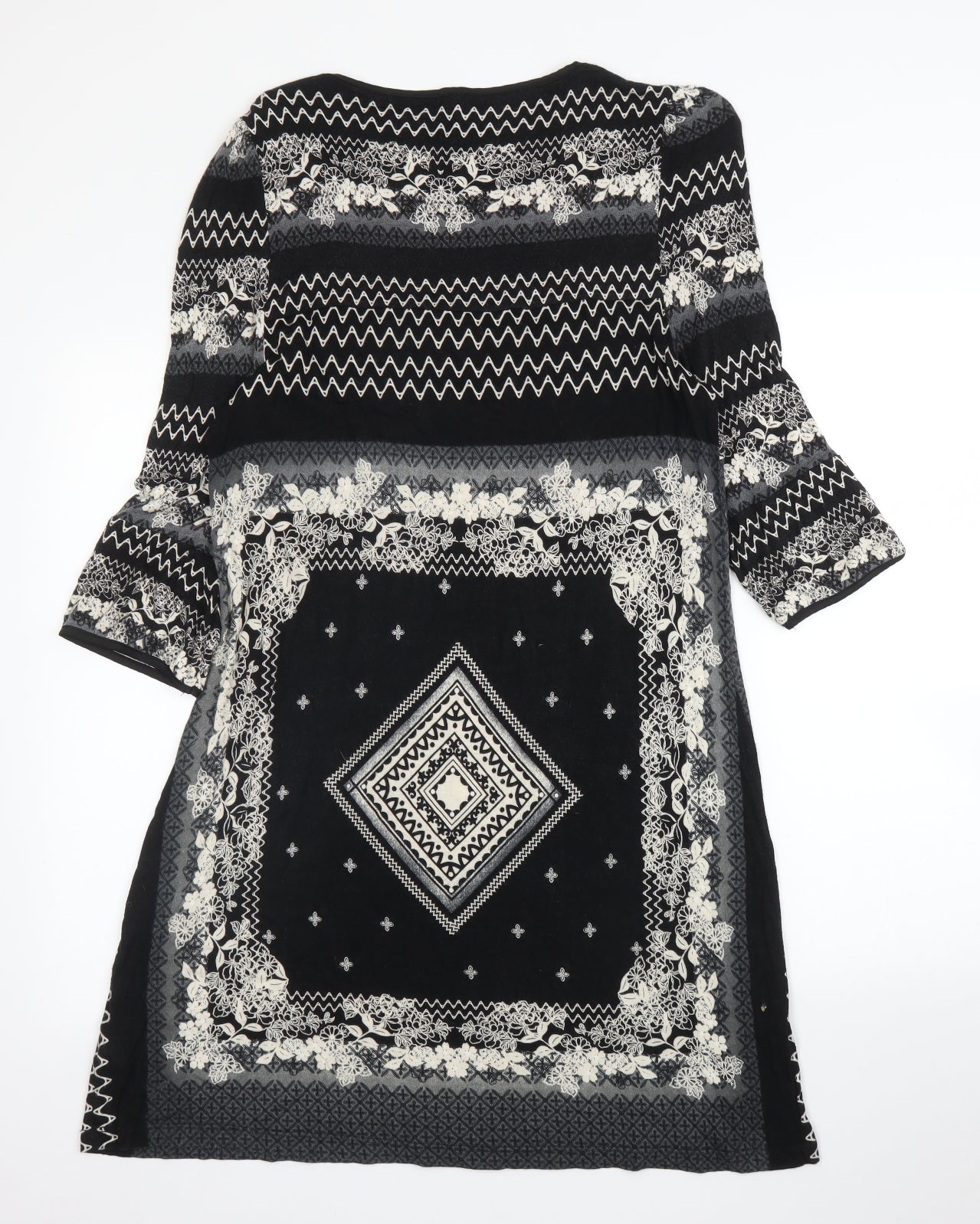 NEXT Womens Black Geometric  A-Line  Size 18