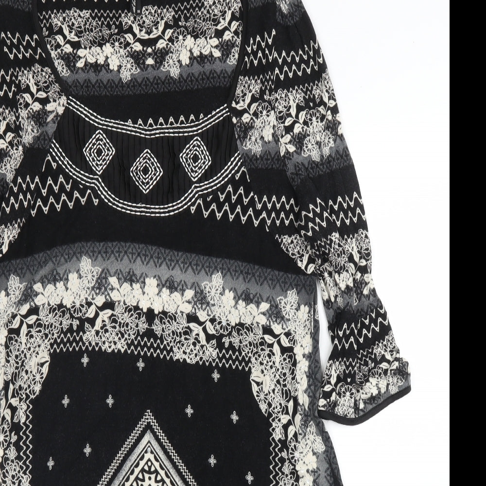 NEXT Womens Black Geometric  A-Line  Size 18