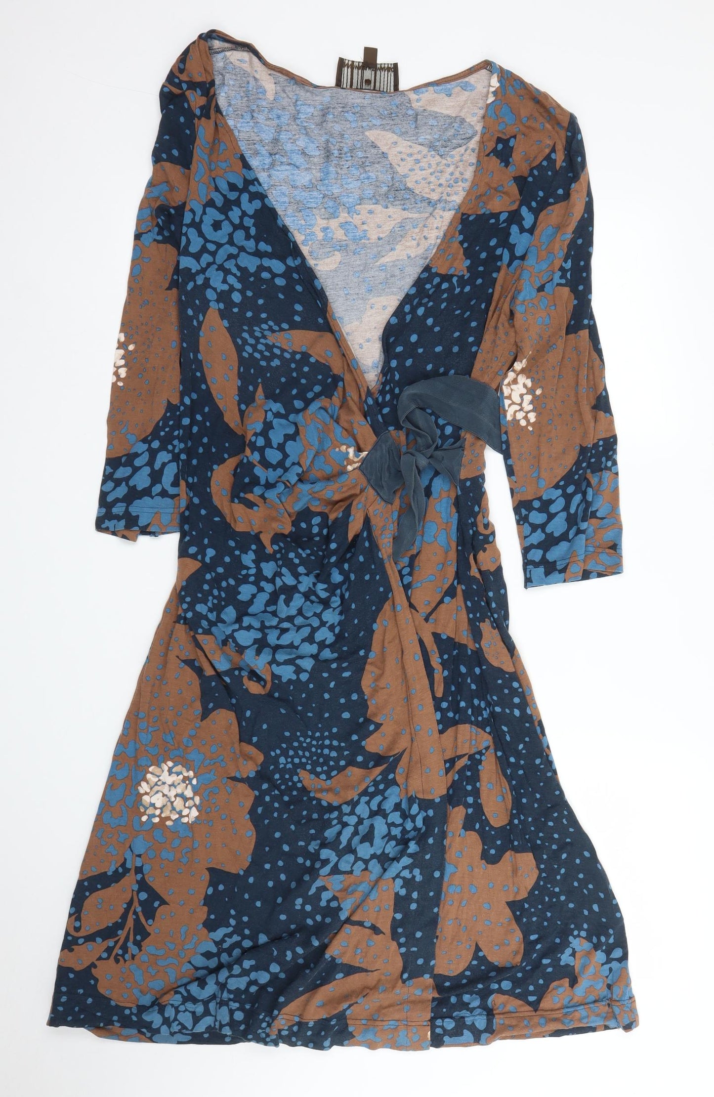 Fenn Wright Manson Womens Beige Floral  Wrap Dress  Size 16