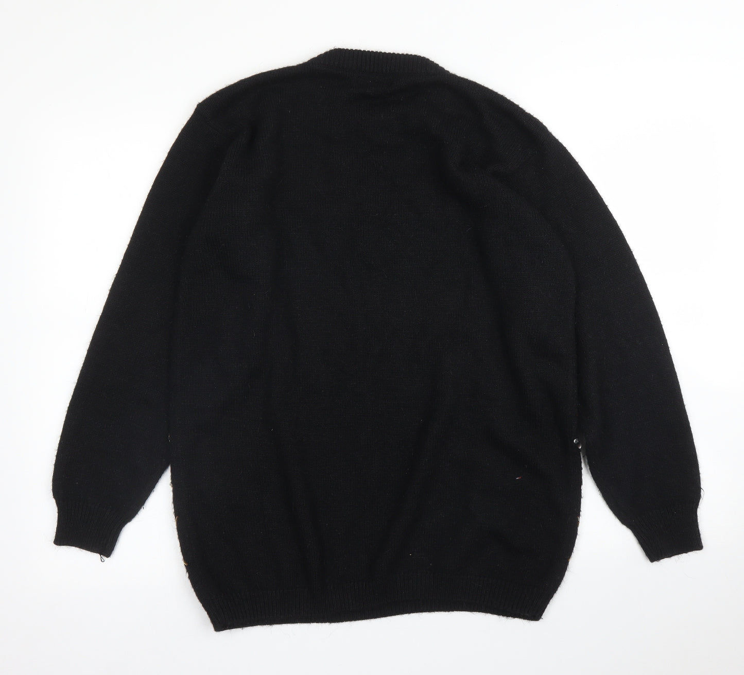 Alfred Dunner Womens Black Argyle/Diamond  Pullover Jumper Size M