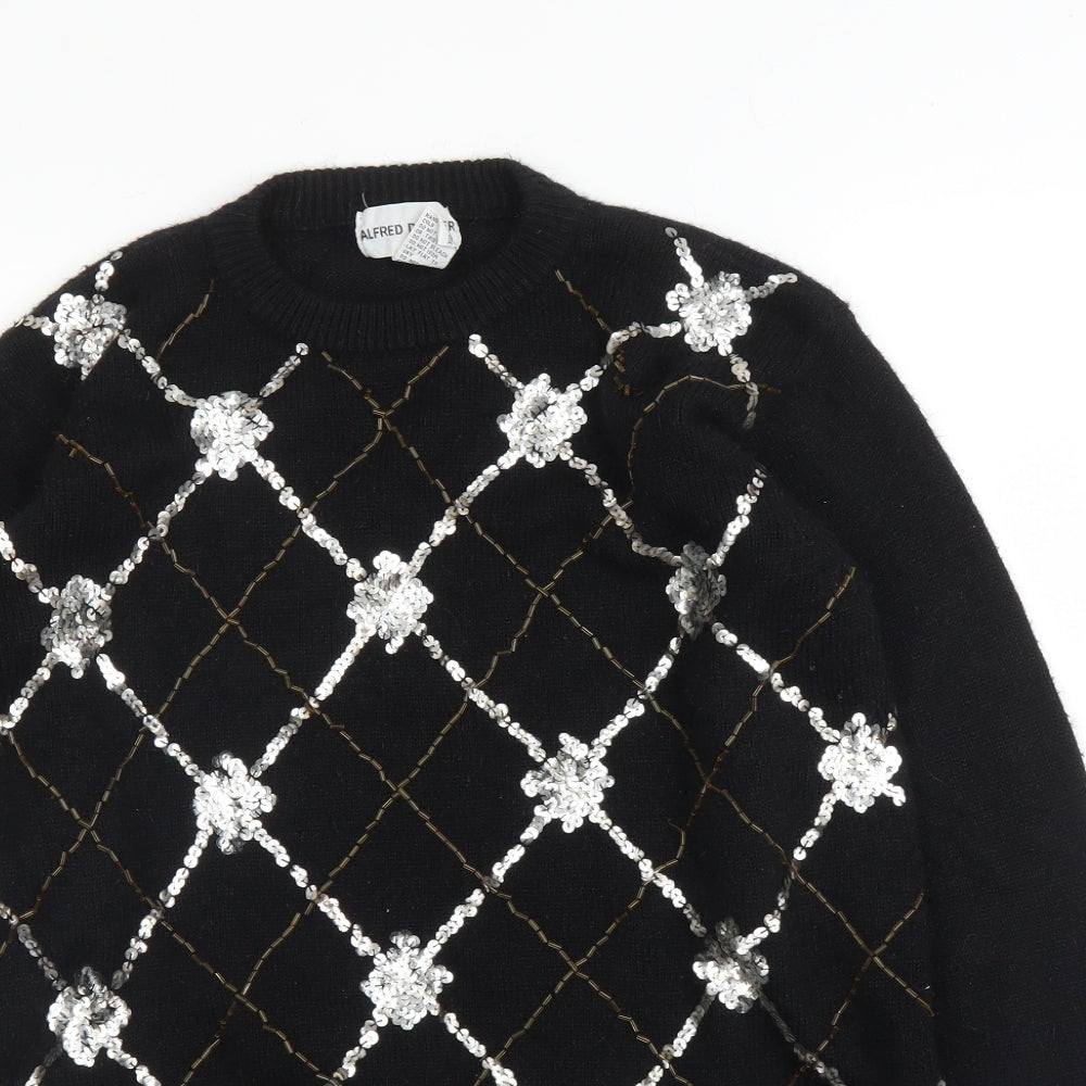 Alfred Dunner Womens Black Argyle/Diamond  Pullover Jumper Size M