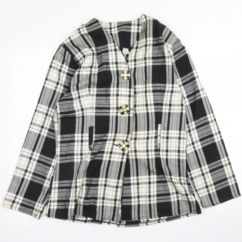 Preworn Womens Black Plaid  Jacket Blazer Size 12