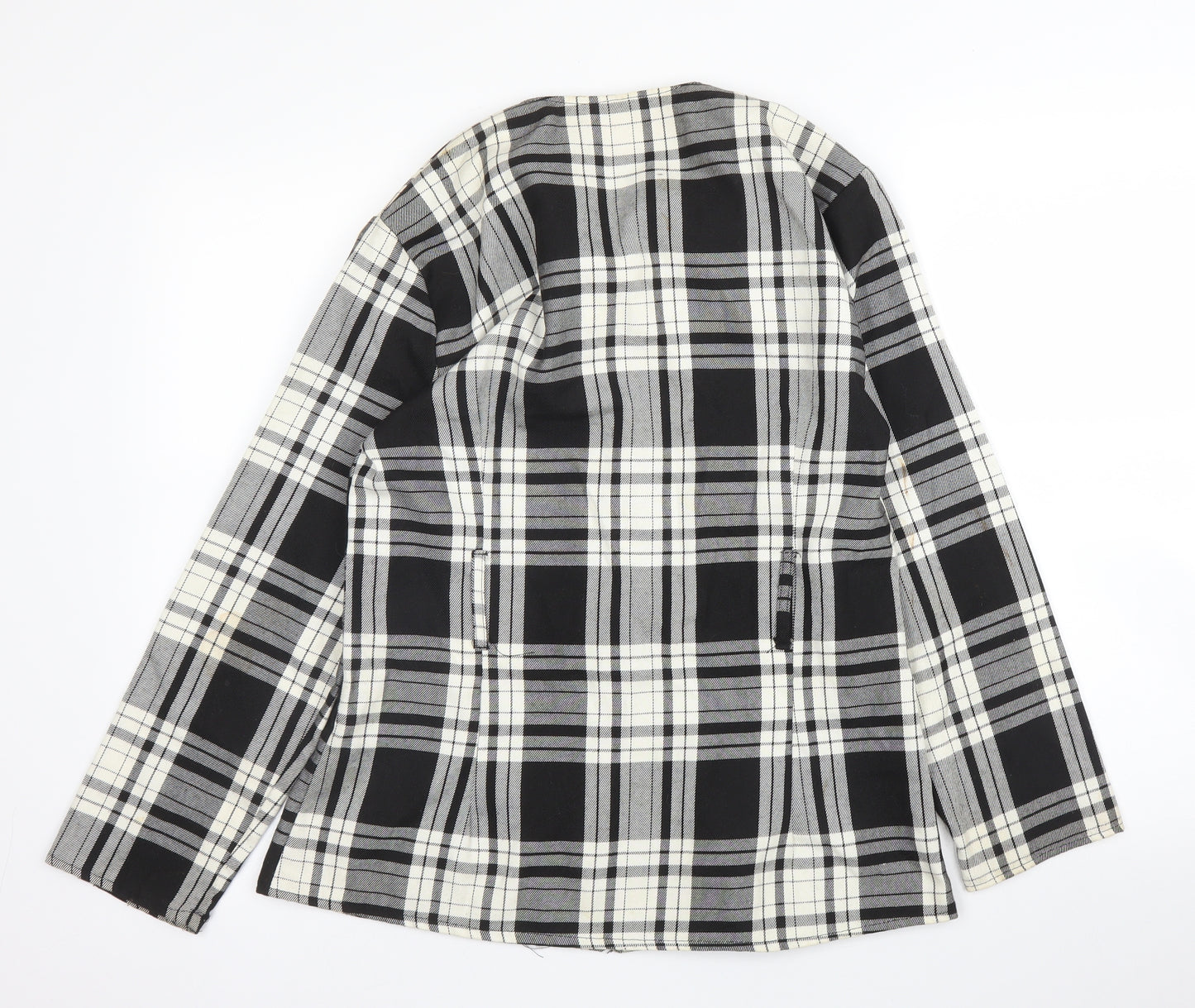 Preworn Womens Black Plaid  Jacket Blazer Size 12
