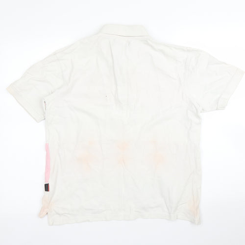 Piere Cardin Mens White Striped   Polo Size M