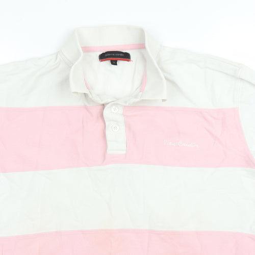Piere Cardin Mens White Striped   Polo Size M