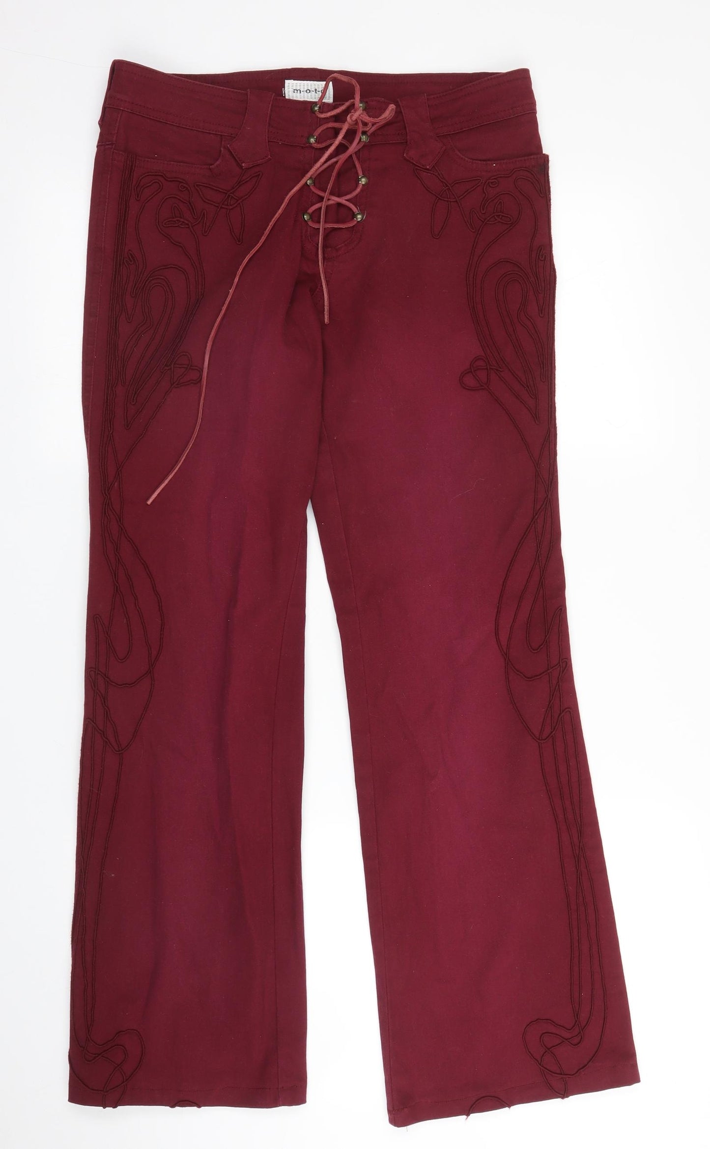 Moto Womens Purple Floral Denim Flared Jeans Size 30 in L32 in
