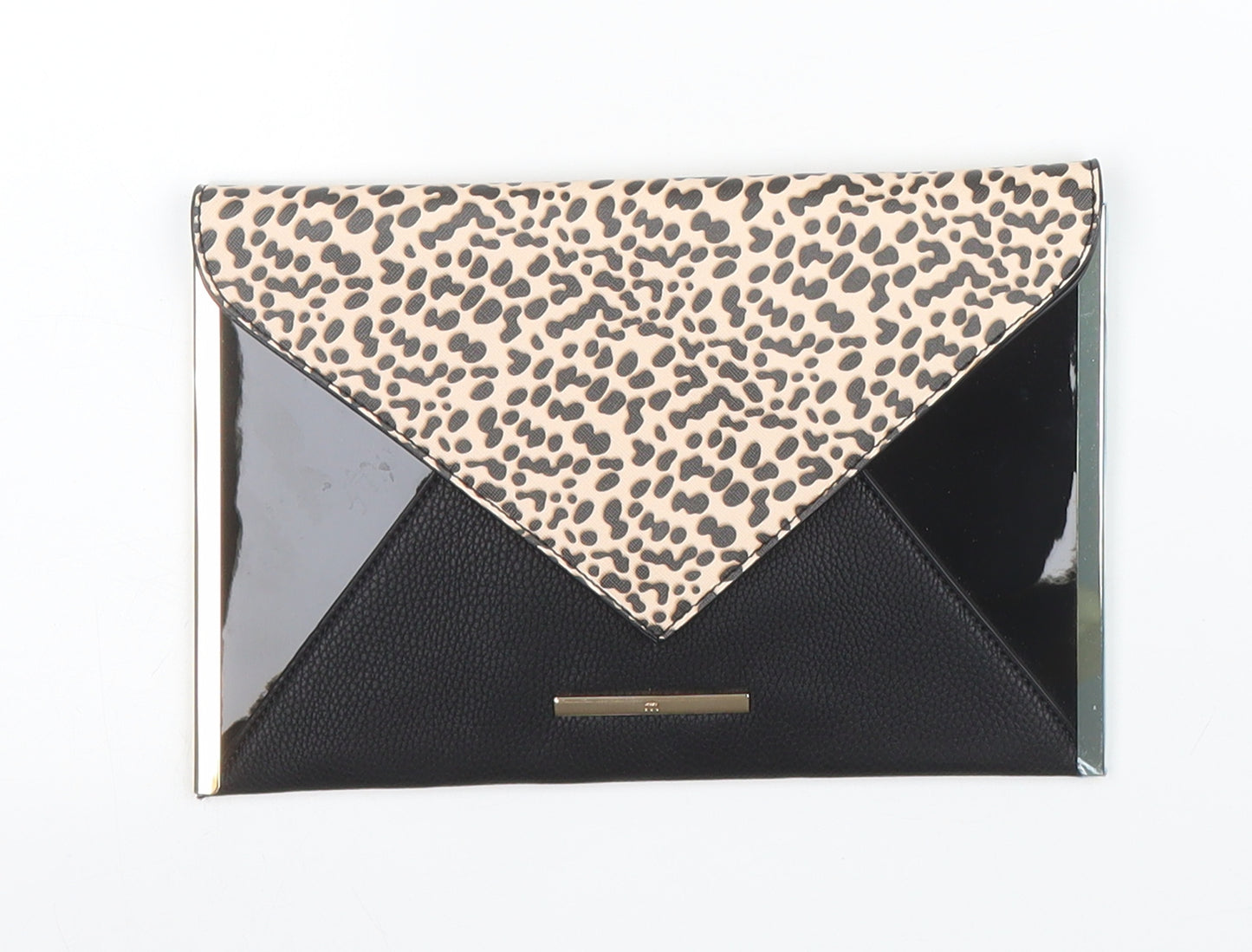 Debenhams Womens Black Animal Print  Clutch  Size Small  - Leopard print