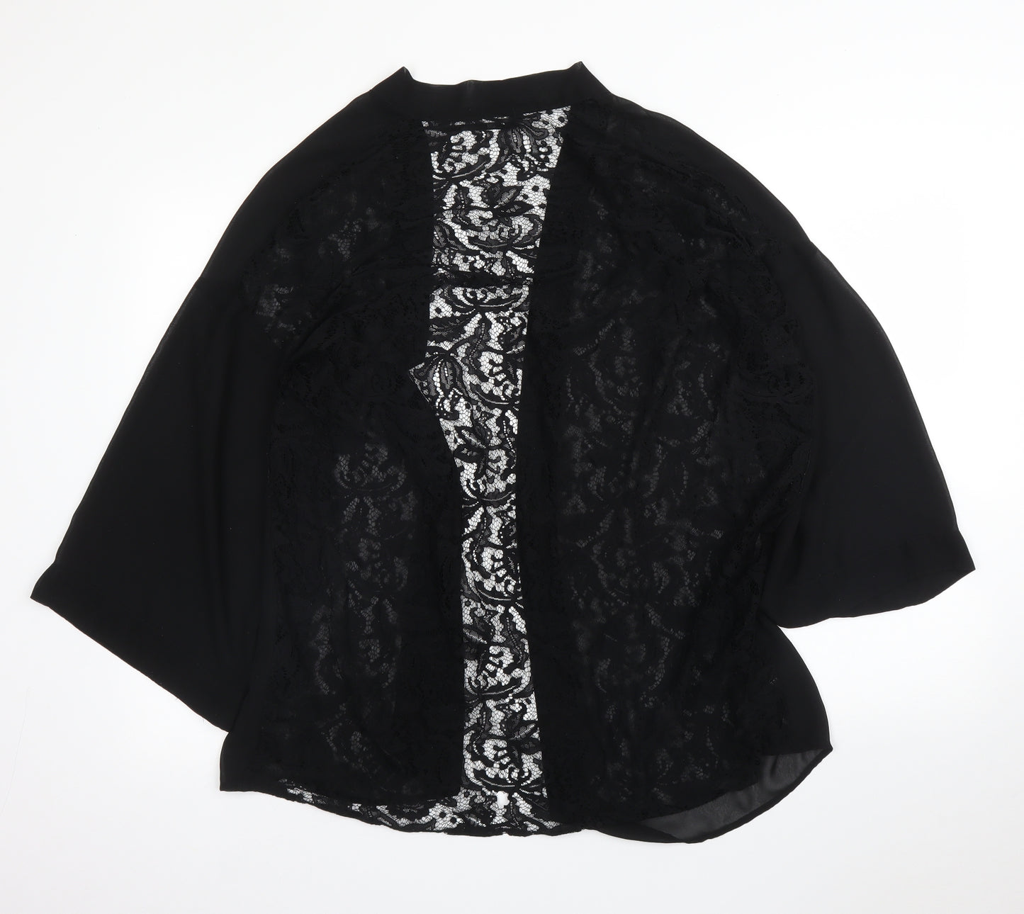 Preworn Womens Black Floral  Kimono Blouse Size L