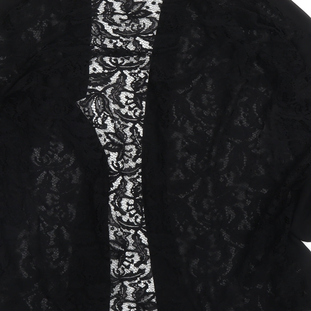 Preworn Womens Black Floral  Kimono Blouse Size L