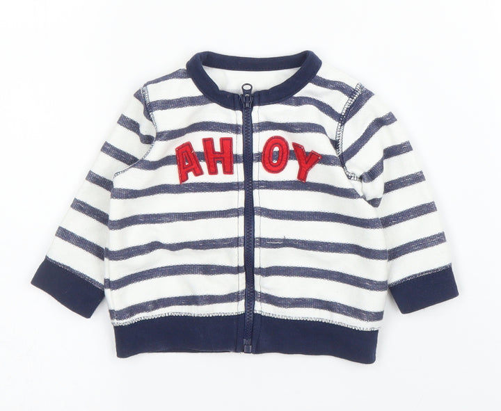 Matalan Baby Blue Striped Full Zip Jumper Size 0-3 Months