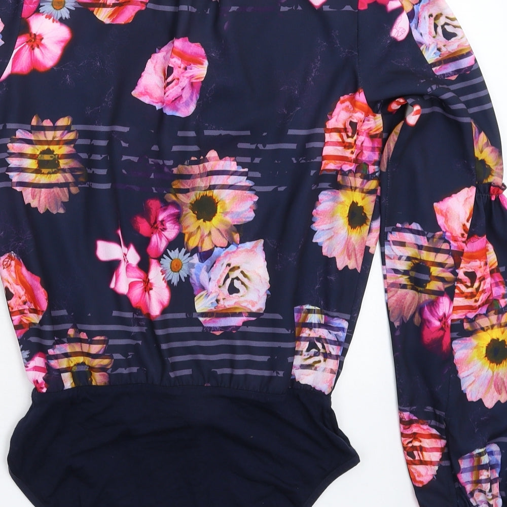 Preen Womens Blue Floral  Bodysuit One-Piece Size 8