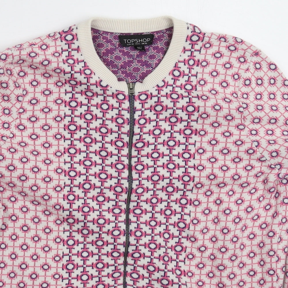 Topshop Womens Multicoloured Geometric Knit Cardigan Jumper Size 10